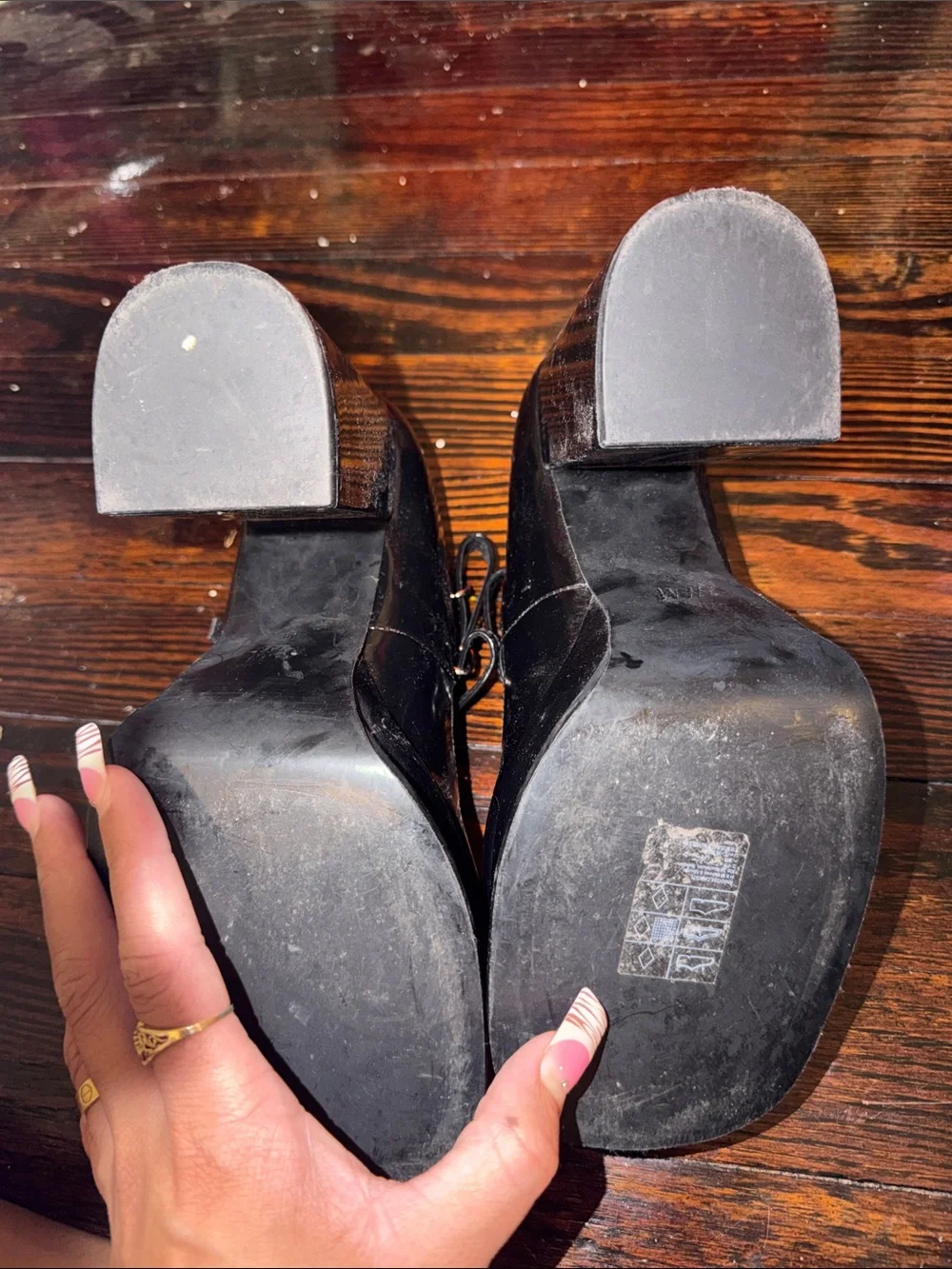 H&M Black Patent Double-Strap Platform Mary Jane Heels